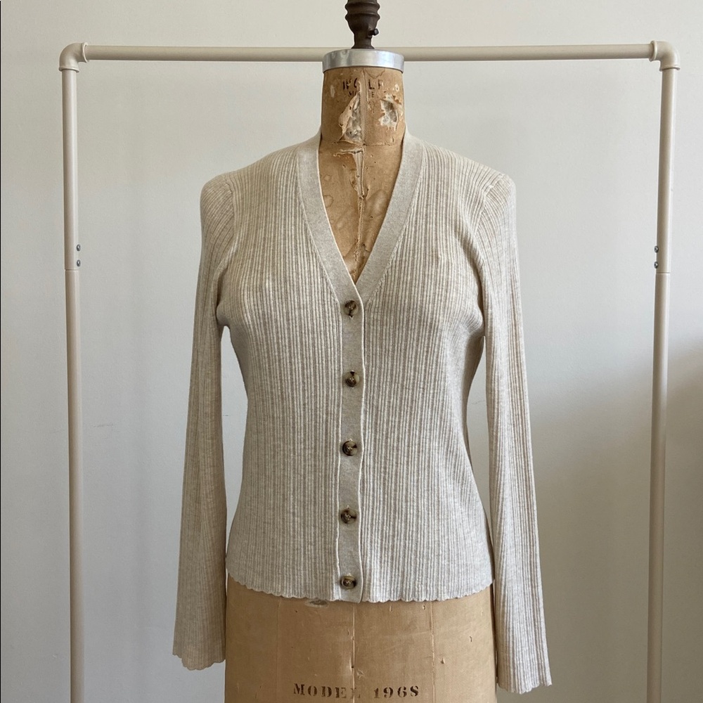 Madewell Poor Boy Ribbed Sweater w/scalloped hem Cotton/Poly/Wool Size XL NWOT